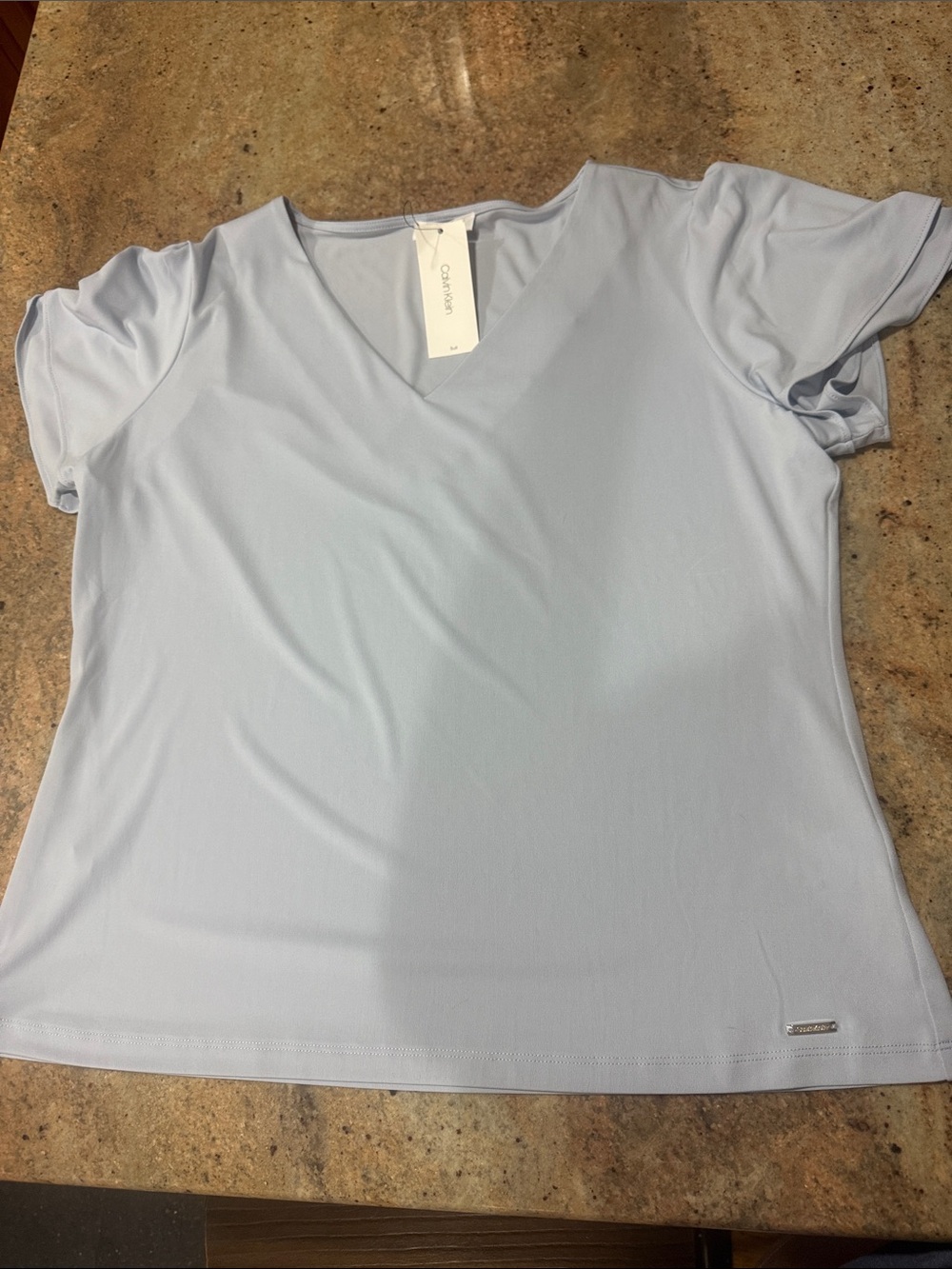 Calvin Klein Pale Blue V-Neck Short Sleeve Tee